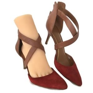 ENZO ANGIOLINI Ankle Heels Womens 10M Red Suede BX